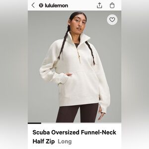 Lululemon Scuba oversized funnel neck half zip M/L Heathered bone/gold